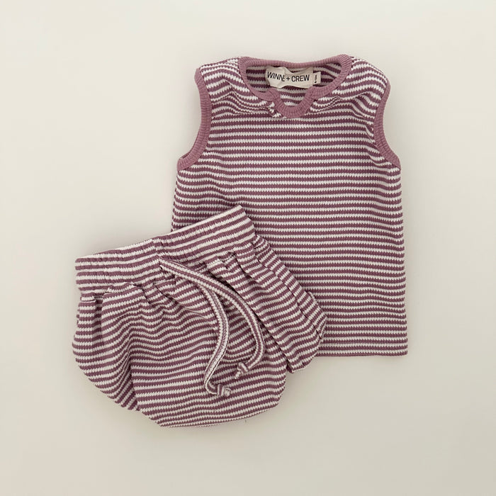 Winnie + Crew Tatum Sleeveless Set in Lilac with Bloomers