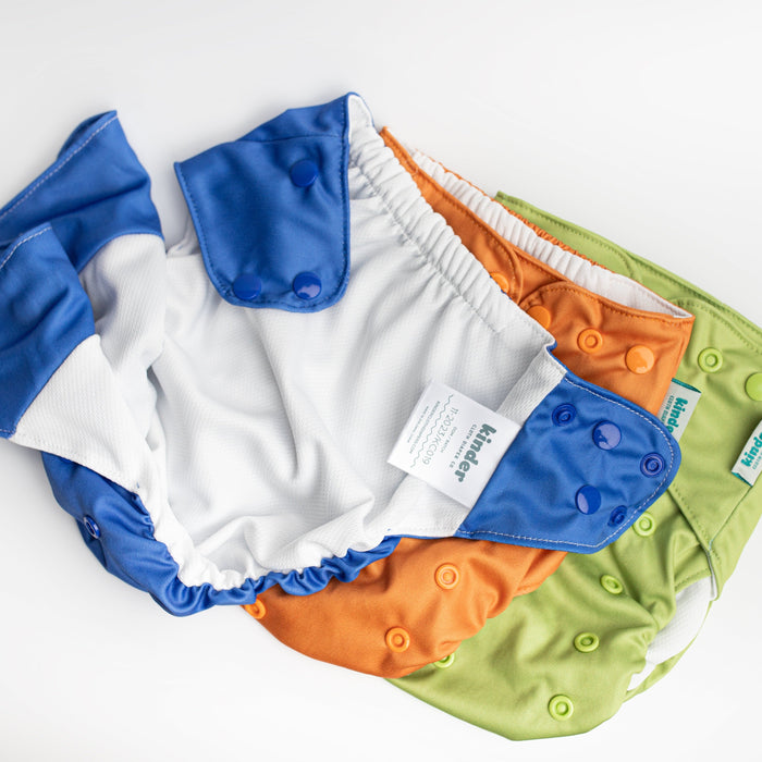 Kinder Cloth Diaper Co. Set of 3 Reusable Swim Diapers with Athletic Wicking Jersey (7-60lbs)