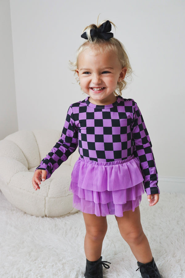 Dream Big Little Co SPOOKY CHECKERS DREAM TUTU BODYSUIT DRESS