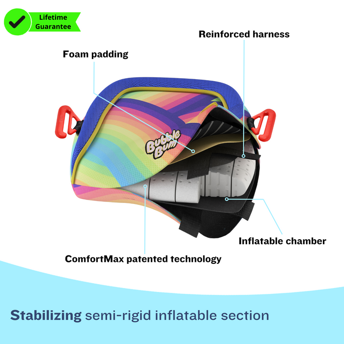 BubbleBum Inflatable Travel Car Booster Seat - Rainbow Style