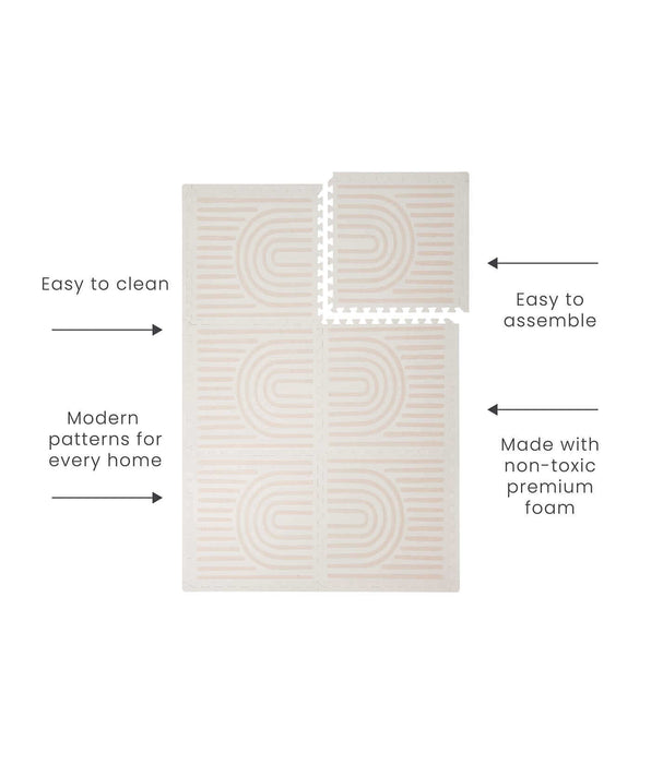 Toddlekind Premium Foam Playmats | Linear - Linen