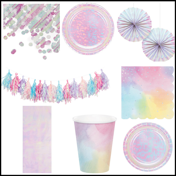 Party Decorations Iridescent Birthday Kit for 8 (53 Total Items)