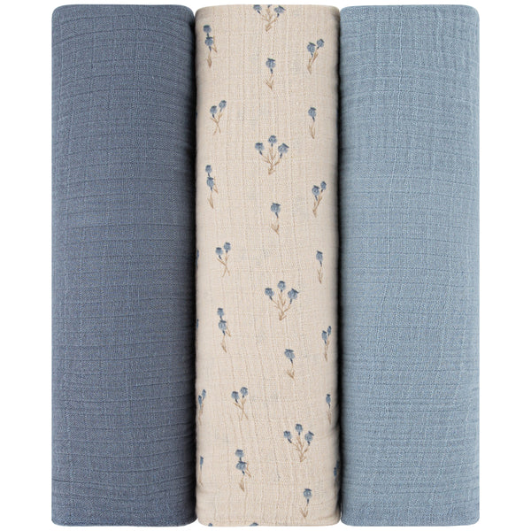 Ely's & Co. 3 Pack Cotton Muslin Swaddle Blanket