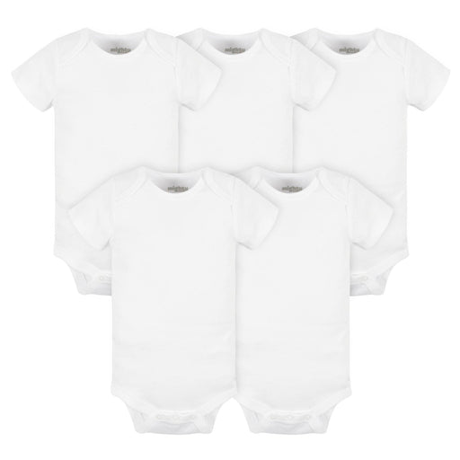 Mighty Goods 5-Pack Baby Neutral White Short Sleeve Bodysuits