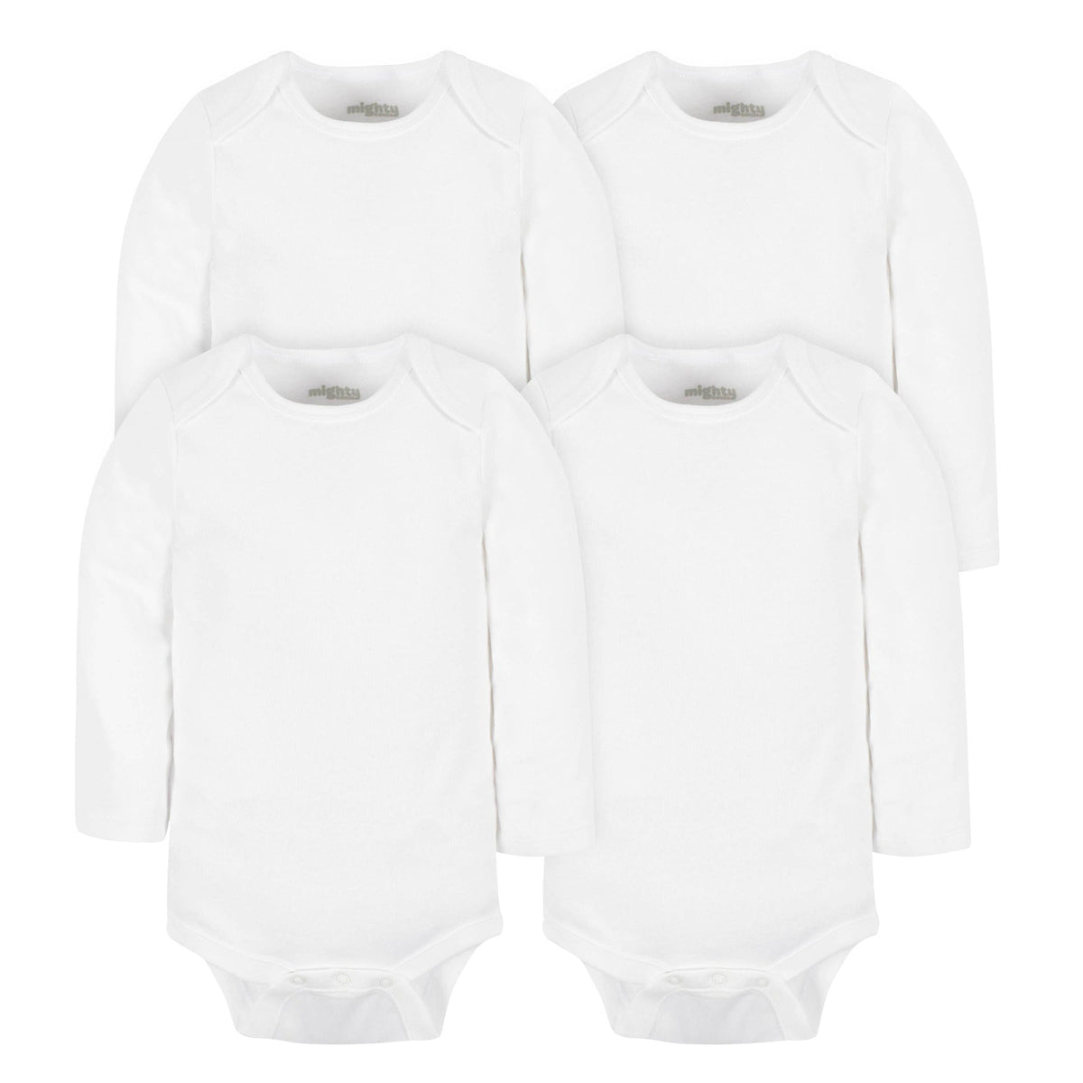 Mighty Goods 4-Pack Baby Neutral White Long Sleeve Bodysuits — buybuy BABY