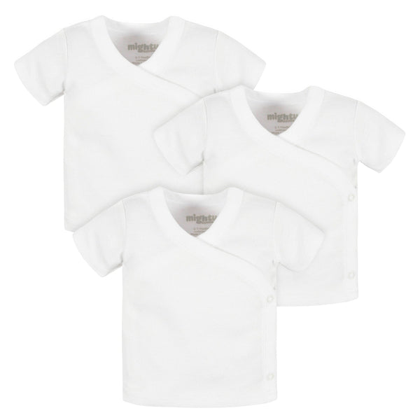 Mighty Goods 3-Pack Baby Neutral White Short Sleeve Side Snap Tee