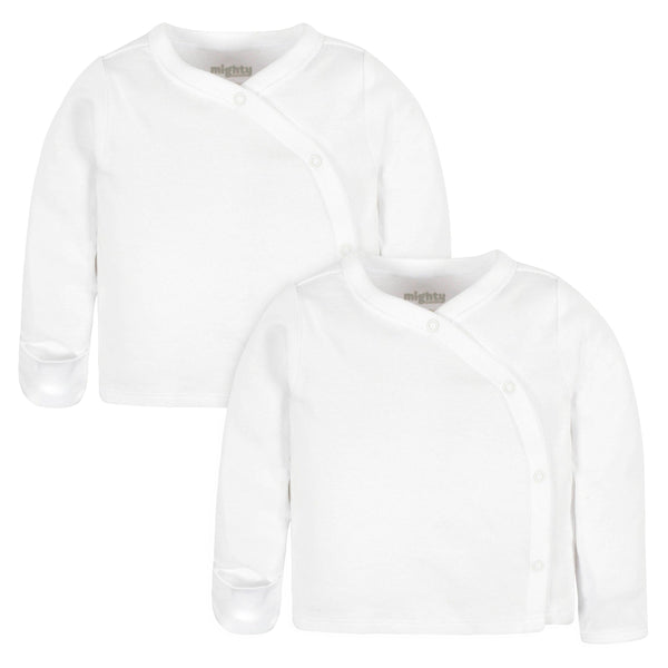 Mighty Goods 2-Pack Baby Neutral White Long Sleeve Side Snap Tee