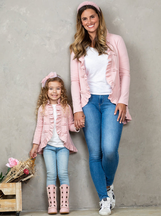 Mia Belle Girls Mommy and Me Bestie Blazer Ruffle Cardigan