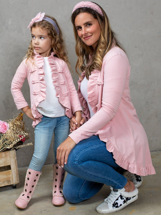 Mia Belle Girls Mommy and Me Bestie Blazer Ruffle Cardigan