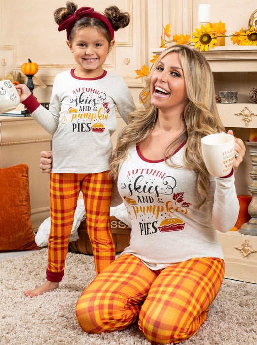 Mia Belle Girls Mommy and Me Autumn Skies and Pumpkin Pies Pajama Set