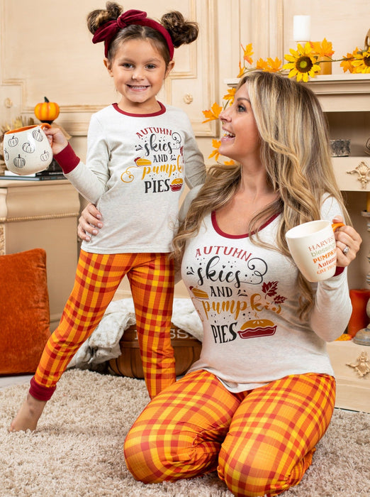 Mia Belle Girls Mommy and Me Autumn Skies and Pumpkin Pies Pajama Set