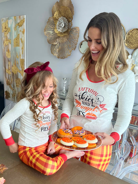 Mia Belle Girls Mommy and Me Autumn Skies and Pumpkin Pies Pajama Set