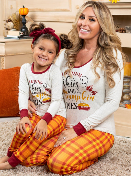 Mia Belle Girls Mommy and Me Autumn Skies and Pumpkin Pies Pajama Set
