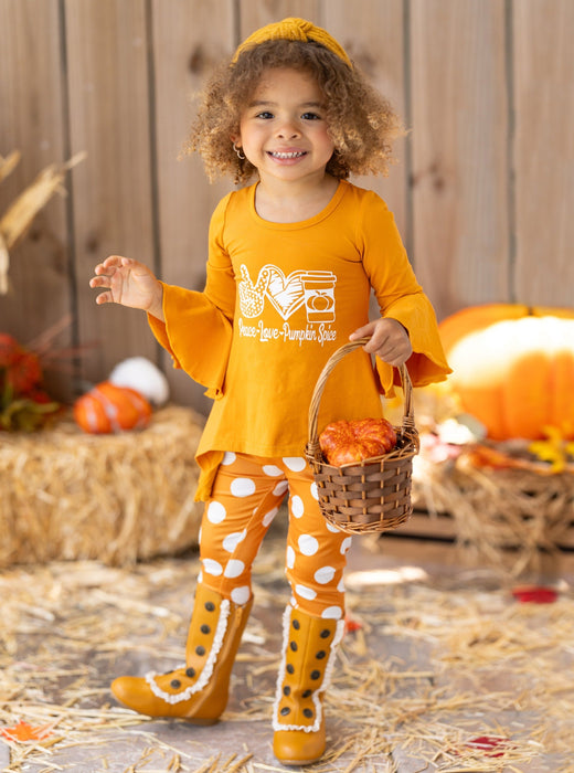 Mia Belle Girls Peace, Love, Pumpkin Spice Legging Set