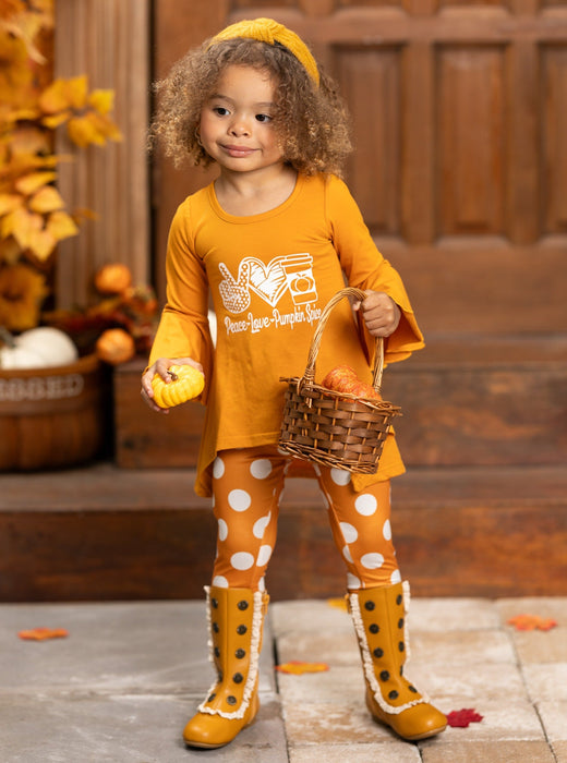 Mia Belle Girls Peace, Love, Pumpkin Spice Legging Set