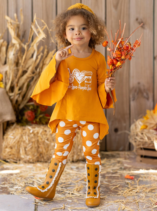 Mia Belle Girls Peace, Love, Pumpkin Spice Legging Set