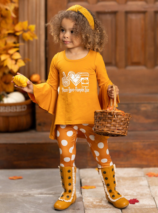 Mia Belle Girls Peace, Love, Pumpkin Spice Legging Set