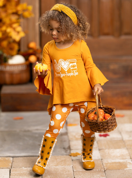 Mia Belle Girls Peace, Love, Pumpkin Spice Legging Set