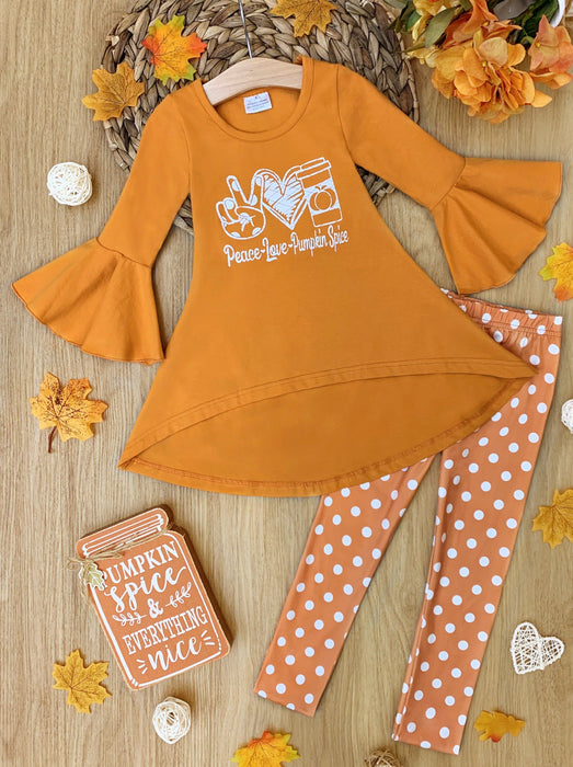 Mia Belle Girls Peace, Love, Pumpkin Spice Legging Set