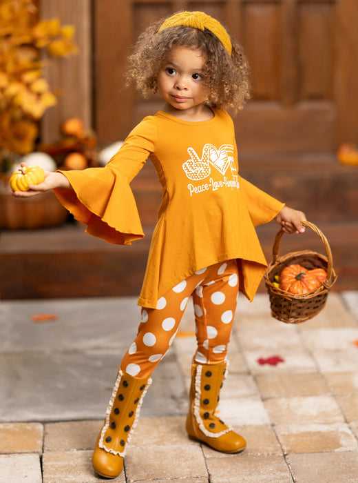 Mia Belle Girls Peace, Love, Pumpkin Spice Legging Set