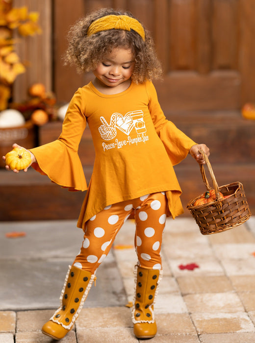 Mia Belle Girls Peace, Love, Pumpkin Spice Legging Set