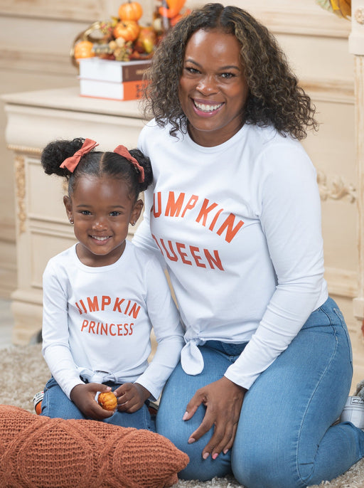 Mia Belle Girls Mommy and Me Pumpkin Queen and Princess Tops