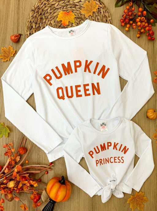 Mia Belle Girls Mommy and Me Pumpkin Queen and Princess Tops