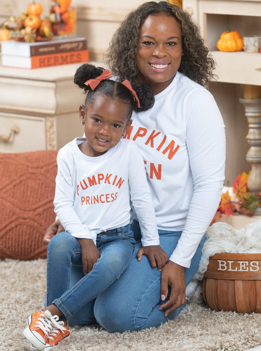 Mia Belle Girls Mommy and Me Pumpkin Queen and Princess Tops