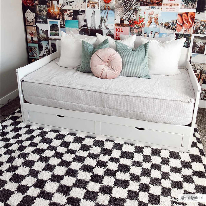 Hauteloom Kieu Black & White Checkered Area Rug