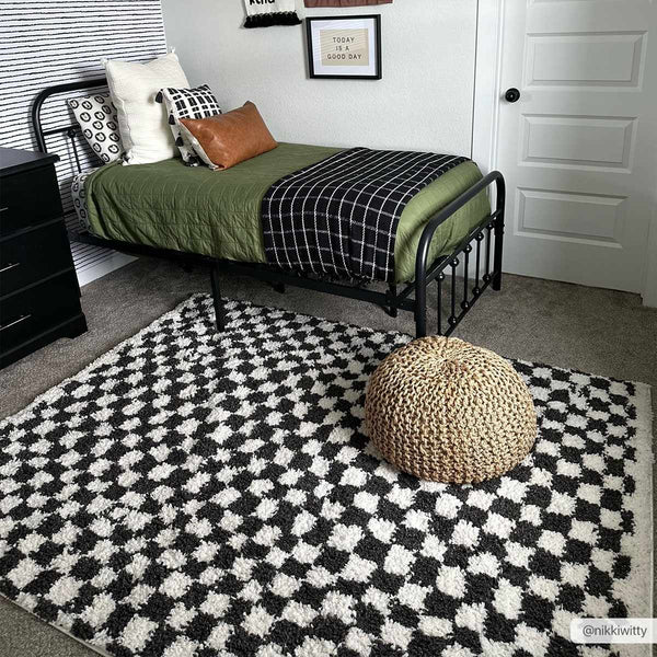 Hauteloom Kieu Black & White Checkered Area Rug