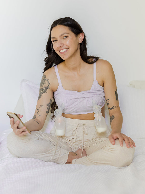 Kindred Bravely Sublime® Bamboo Hands-Free Pumping Lounge & Sleep Bra | Lavender Heather