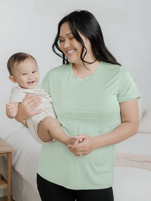 Kindred Bravely Everyday Asymmetrical Nursing T-shirt | Soft Mint