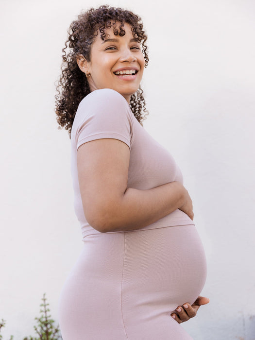 Kindred Bravely Olivia Ribbed Bamboo 2-in-1 Maternity & Nursing Dress | Lilac Stone