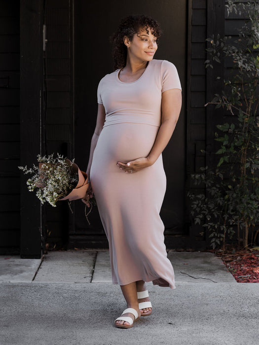 Kindred Bravely Olivia Ribbed Bamboo 2-in-1 Maternity & Nursing Dress | Lilac Stone