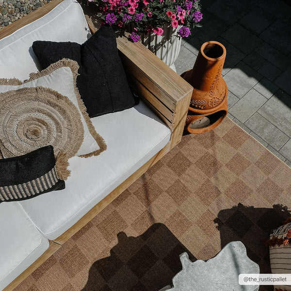 Hauteloom Kuval Checkered Brown Rug