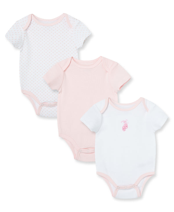 Little Me Ballerina 3 Pack Bodysuits - Pink