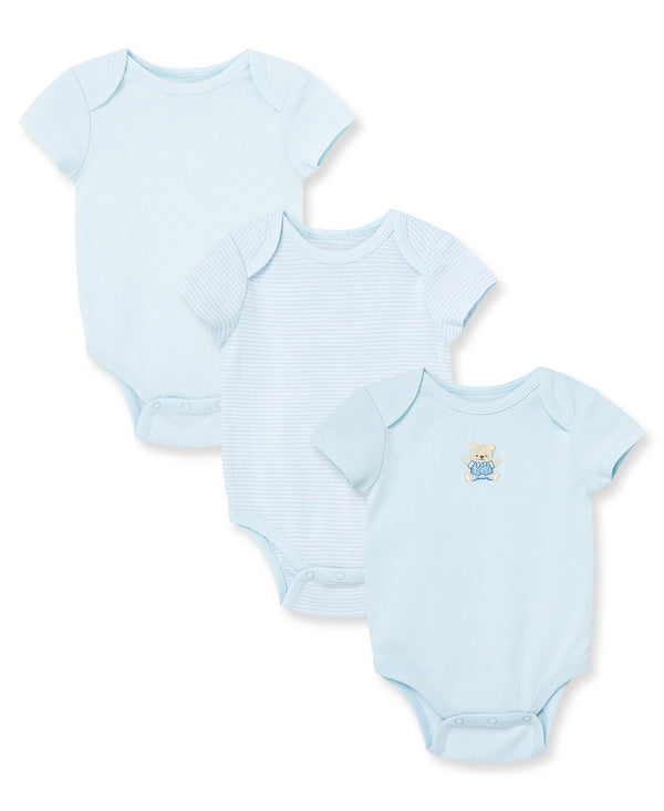 Little Me Cute Bear 3 Pack Bodysuits - Blue