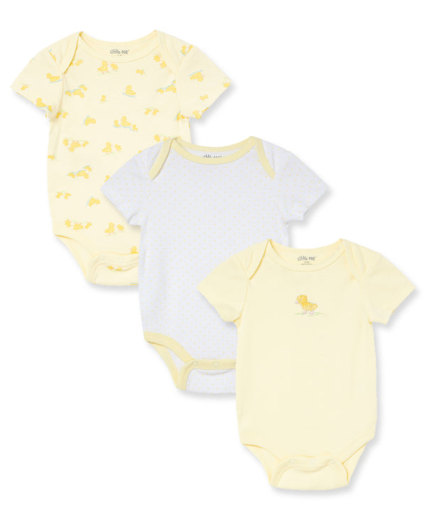 Little Me Ducks 3 Pack Bodysuits - Yellow