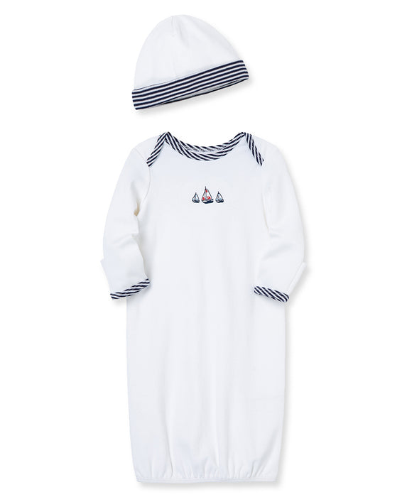 Little Me Sailboats Gown with Hat