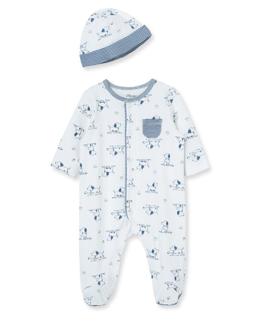 Little Me Puppy Toile Footie with Hat