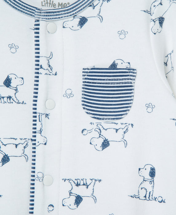 Little Me Puppy Toile Footie with Hat