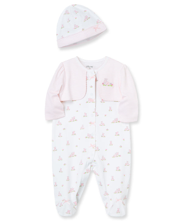 Little Me Baby Bunnies Footie with Hat - Pink