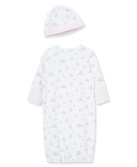 Little Me Baby Bunnies Gown with Hat - Pink