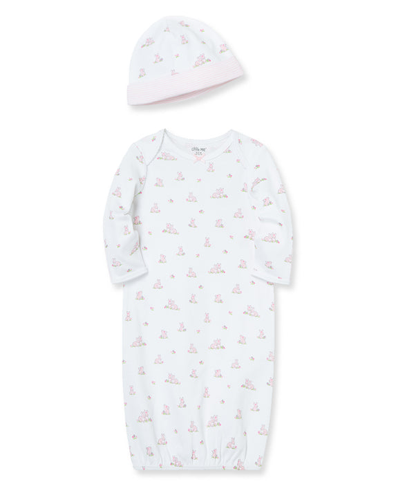Little Me Baby Bunnies Gown with Hat - Pink