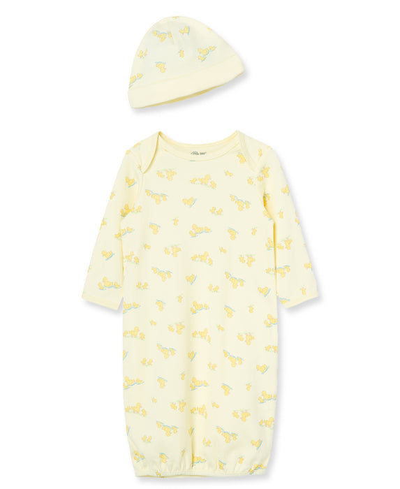 Little Me Ducks Gown with Hat in Pear - Yellow