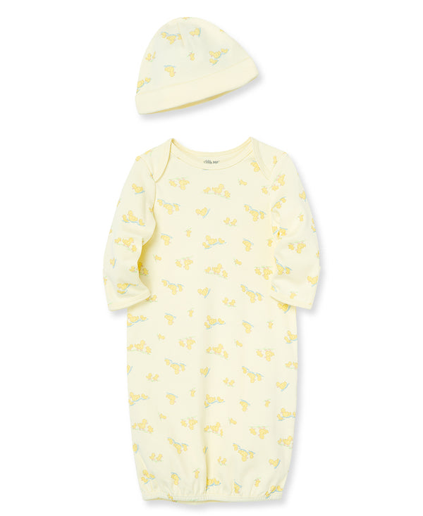 Little Me Ducks Gown with Hat in Pear - Yellow