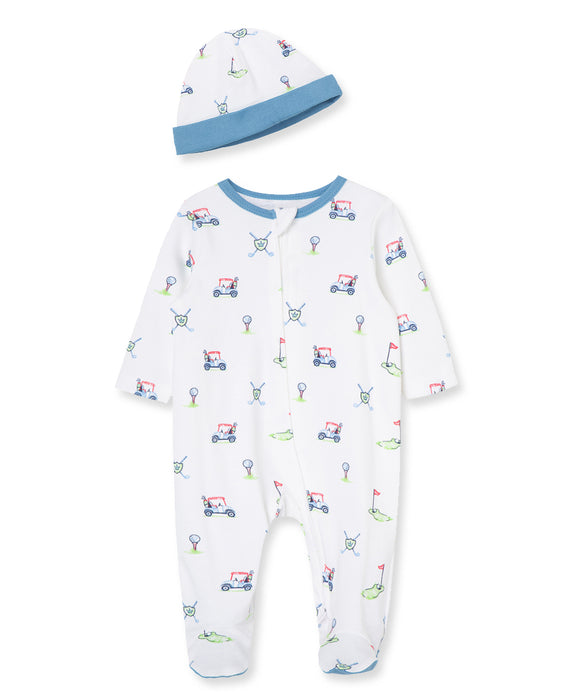 Little Me Golf Club Footie with Hat - Blue
