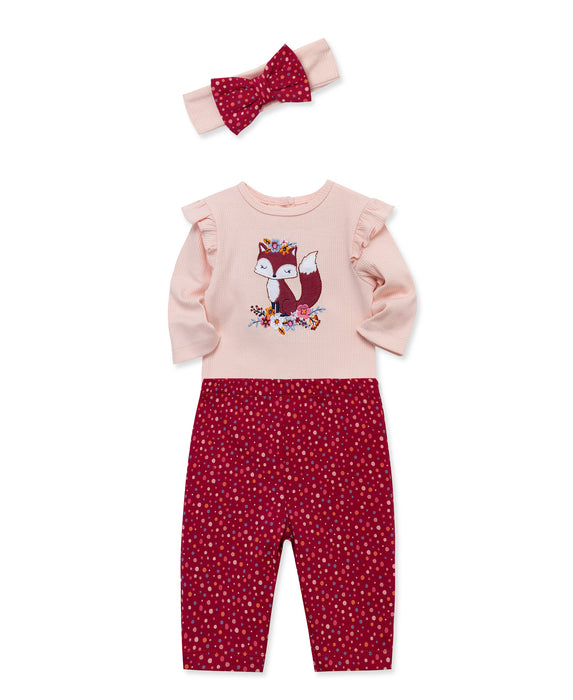 Little Me Cute Fox Bodysuit Set with Headband