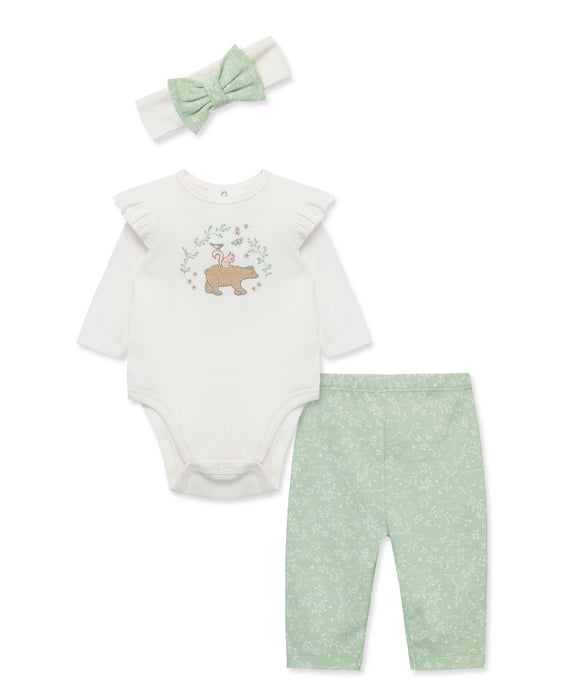 Little Me Forest Bodysuit Set with Headband