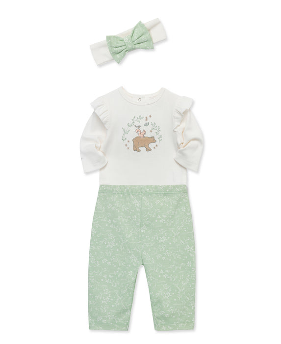 Little Me Forest Bodysuit Set with Headband